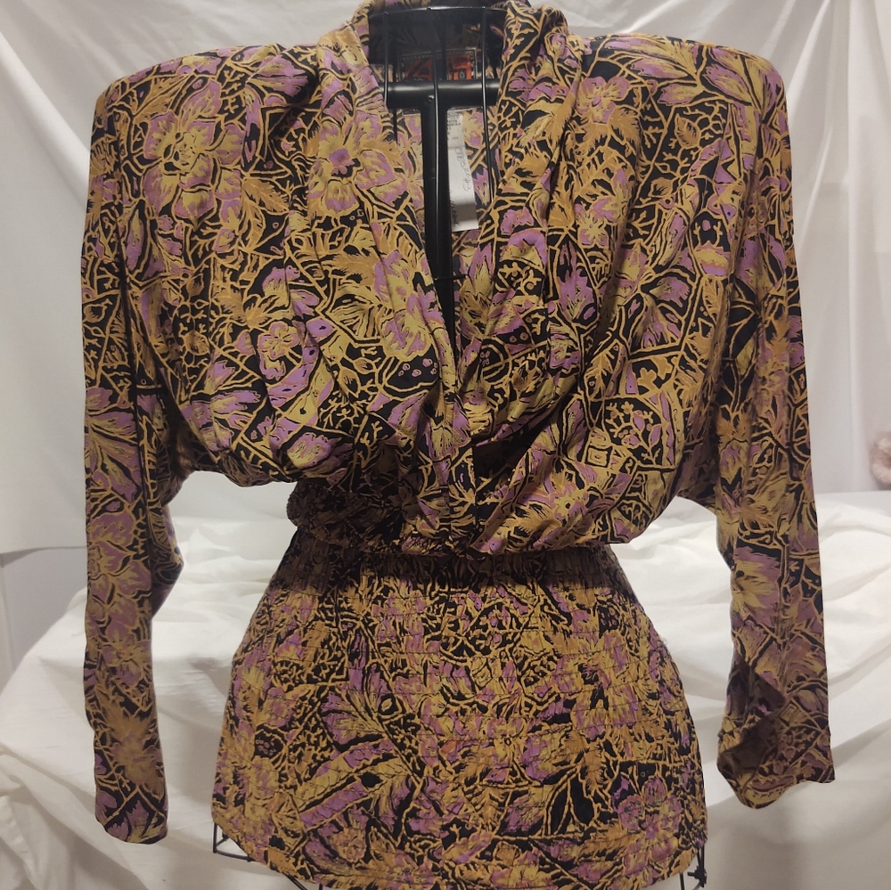 VINTAGE RETRO LOOK DRESS, ONE SIZE, SHOULDER PADS BY SEBATU